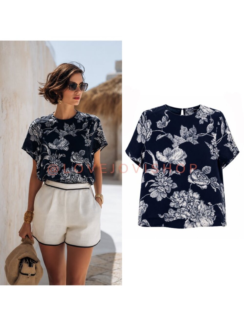 Coastal | Linda Allard Ellen Tracy 100% Silk Floral Navy Blouse Relaxed Fit Top